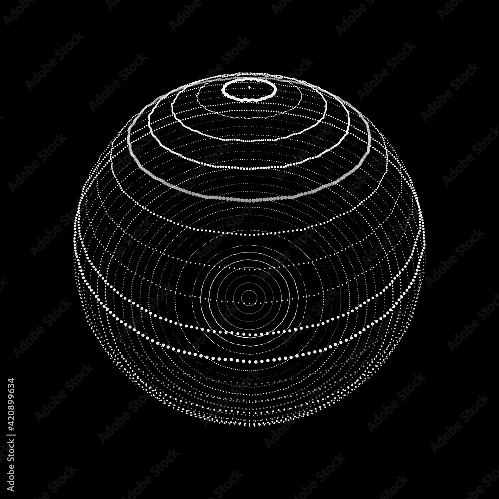 Poster abstract 3d sphere. sphere particles. global network connection. futuristic technology style. big da