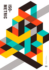 Abstract isometric geometric shape design template background modern art style