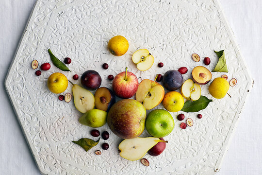 Apples, plum and peach