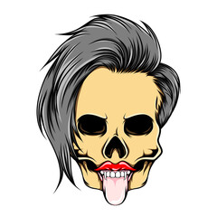 The hand drawn of the women skull with the under cut hair