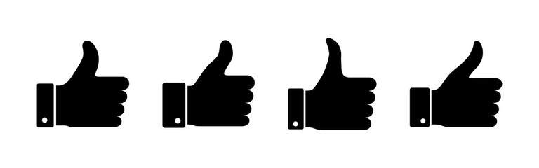 Thumbs up icon set. Hand like. Like icon vector.