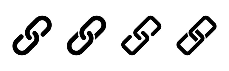 Link icon set. Hyperlink chain symbol.
