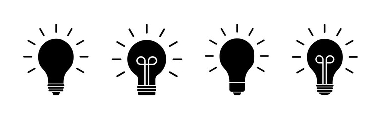 Lamp icon set. Light bulb icon vector. idea symbol.