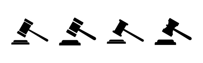 Gavel icon set. judge gavel icon vector. law icon vector. auction hammer