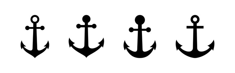 Anchor icon set. Anchor symbol logo. Anchor marine icon.