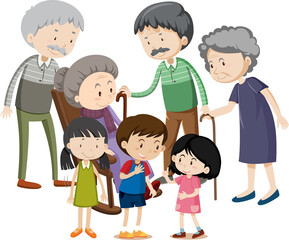 Member of family cartoon character on white background