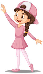 Fototapeta na wymiar A girl ballet dancer cartoon character