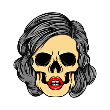 The unique glossy women skull with the trap hair style