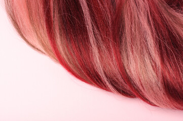  Pink and red  Kanekalon for weaving afro braid, braids, dreadlocks. close-up.