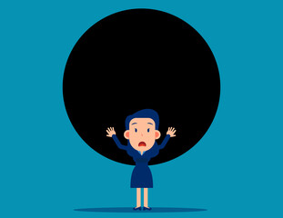 Load of debt on back. Carrying a big black ball in his back