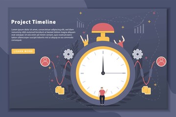Obraz premium Vector illustration Project timeline with landing page concept. Deadline, project time limit, task due dates concept. Flat style design modern