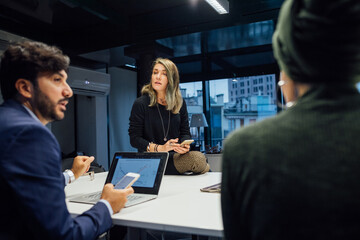 Business partners at brainstorming meeting in office