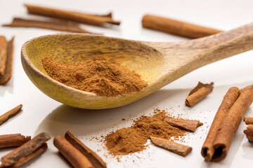 Cinnamon powder and sticks.
