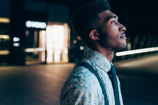 Side view of young businessman