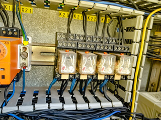 interior of a restaurant electrician repair electric of elevator them check safety line.