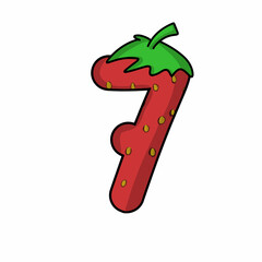 7 number strawberry character vector template design illustration