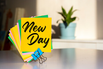 New day write on Sticky Notes.