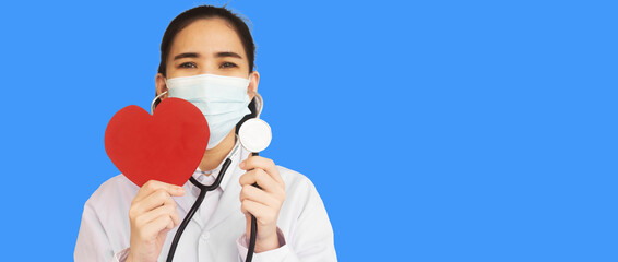 doctor hold stethoscope check red heart , World heart day