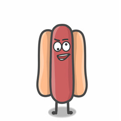 Cute hotdog character vector template design illustration