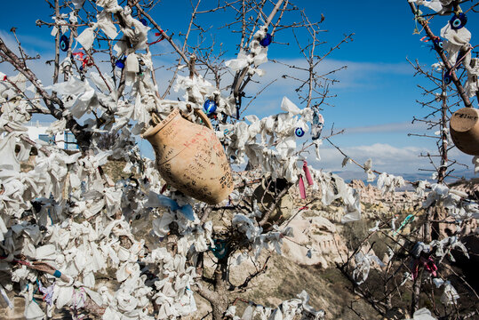 Evil eye tree, Pigeon Valley, G&ouml;reme, Cappadocia, Turkey