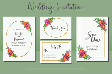 Fototapeta na wymiar Wedding invitation frame set, floral watercolor hand drawn Dahlia Flower design Invitation Card Template 