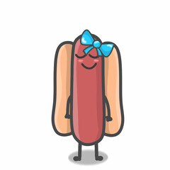 Cute hotdog character vector template design illustration