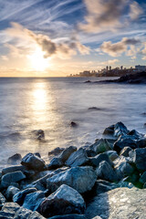Salvador, Bahia, Brazil: March 16, 2021 -  Rio Vermelho beach overlooking the coast in Salvador, Brazil