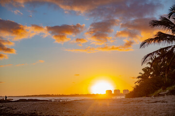 Naklejka na ściany i meble Incredible sunset on the beach
