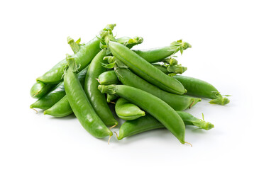 Snap peas on a white background