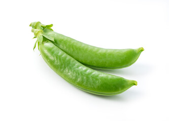 Snap peas on a white background