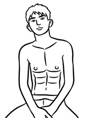 Fototapeta premium black and white cartoon of man on white background for painting