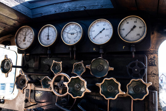 Steam train engine control panel 