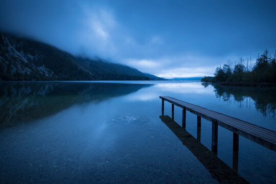 Lake Bohinj at dawn, Triglav National Park, Upper Carniola, Slovenia