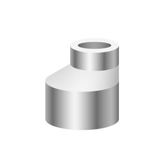 PVC plastic pipe fittings or coupling vector design isolated on white background. Reducer or increaser type. Part for connection installation pipeline system for plumbing, drainage and water supply.