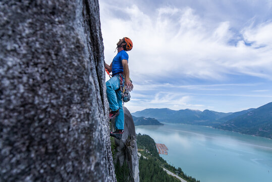 Trad climbing, Stawamus Chief, Squamish, British Columbia, Canada