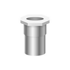 Obraz premium PVC plastic pipe fitting vector design isolated on white background. Adapter type with slip socket opening and female NPT thread. Part for install pipeline system, plumbing, drainage and water supply.