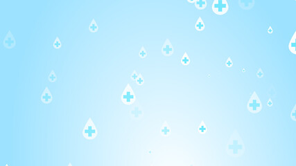 Medical health cross white on blue sanitizer drop pattern background. Abstract healthcare clean and Hygiene concept.