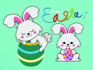 Happy Easter day creative design with rapid and eggs