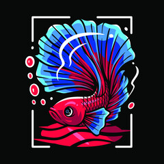 Betta fish mascot logo design