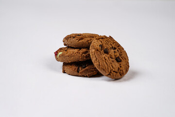Delicious pastries with a unique variety of colorful choco chips have been a choice to enhance intimacy for a long time, with a yellow background that represents a cheerful atmosphere. Snack mockup.