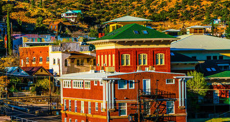 Hillsides and Downtown of Mining town Bisbee Arizona