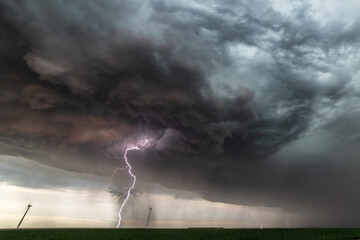 Lightning during a barrage and dust storm near Kanorado, Kansas, USA. - obrazy, fototapety, plakaty