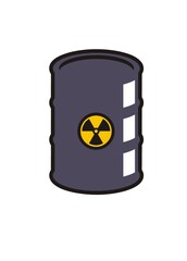 Barrel contains hazardous material. Simple flat illustration with black outline.