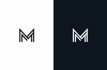 Initial Letter M Logo Black White Elegant Minimalist Signature Logo