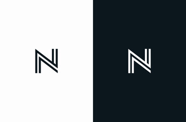 Initial Letter N Logo Black White Elegant Minimalist Signature Logo