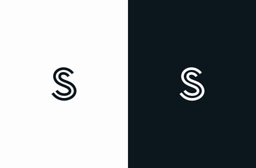 Initial Letter S Logo Black White Elegant Minimalist Signature Logo