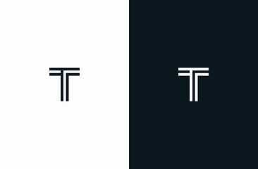Initial Letter T Logo Black White Elegant Minimalist Signature Logo