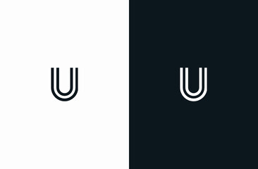 Initial Letter U Logo Black White Elegant Minimalist Signature Logo