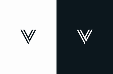 Initial Letter V Logo Black White Elegant Minimalist Signature Logo
