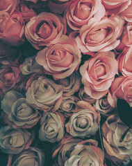 Beautiful Artificial Rose Flowers Background, Vintage style;